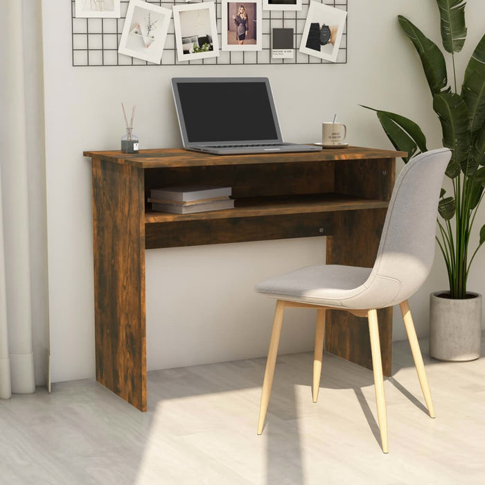 vidaXL Desk Smoked Oak 90x50x74 cm Engineered Wood