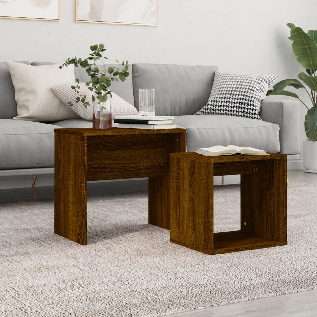 vidaXL Nesting Coffee Tables 2 pcs Brown Oak Engineered Wood