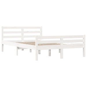 vidaXL Bed Frame White Solid Wood 120x190 cm 4FT Small Double