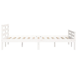 vidaXL Bed Frame White Solid Wood 120x190 cm 4FT Small Double