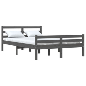 vidaXL Bed Frame Grey Solid Wood 120x190 cm 4FT Small Double