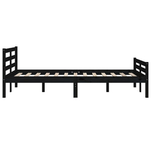 vidaXL Bed Frame Black Solid Wood 120x190 cm 4FT Small Double