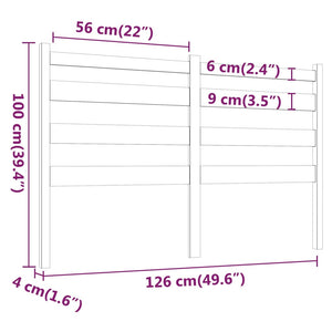 vidaXL Bed Headboard White 126x4x100 cm Solid Wood Pine