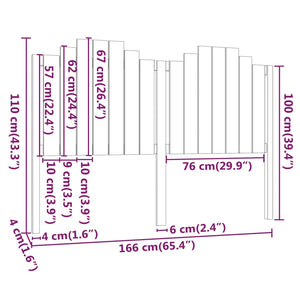 vidaXL Bed Headboard Black 166x4x110 cm Solid Wood Pine