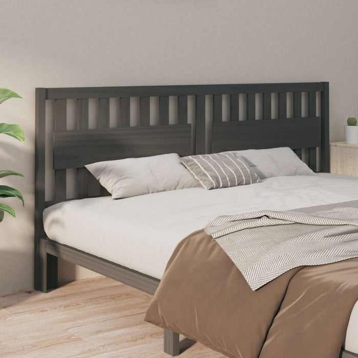 vidaXL Bed Headboard Grey 205.5x4x100 cm Solid Wood Pine