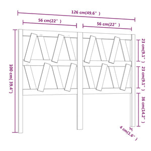 vidaXL Bed Headboard Black 126x4x100 cm Solid Wood Pine