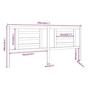 vidaXL Bed Headboard Black 206x4x100 cm Solid Pine Wood