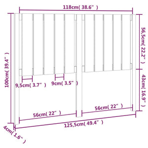 vidaXL Bed Headboard Black 125.5x4x100 cm Solid Wood Pine