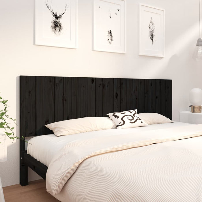 vidaXL Bed Headboard Black 205.5x4x100 cm Solid Wood Pine