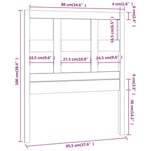 vidaXL Bed Headboard 95.5x4x100 cm Solid Wood Pine