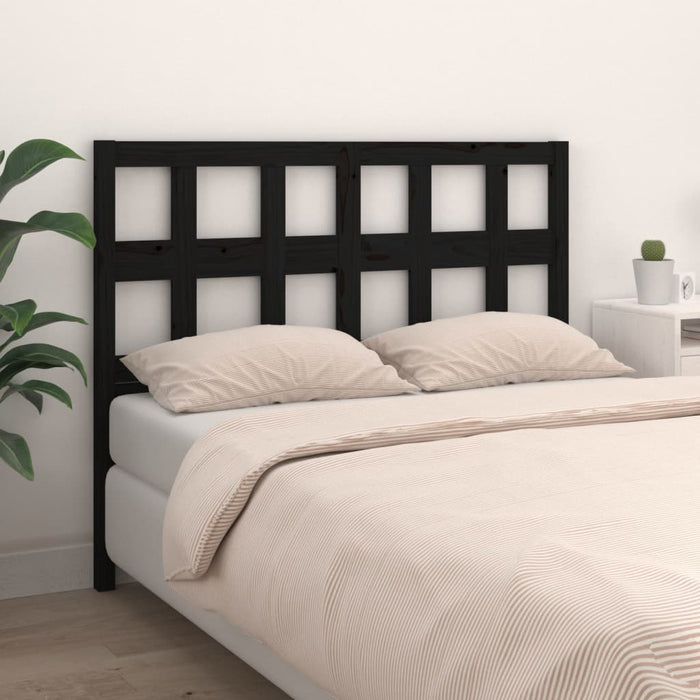 vidaXL Bed Headboard Black 145.5x4x100 cm Solid Wood Pine