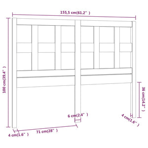 vidaXL Bed Headboard Black 155.5x4x100 cm Solid Wood Pine