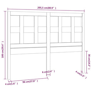 vidaXL Bed Headboard 205.5x4x100 cm Solid Wood Pine