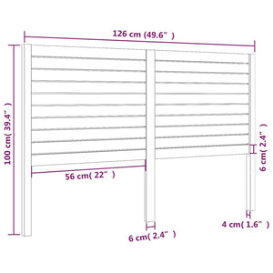 vidaXL Bed Headboard Grey 126x4x100 cm Solid Wood Pine