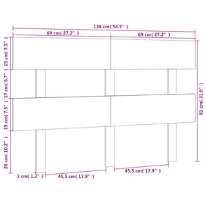 vidaXL Bed Headboard Black 138x3x81 cm Solid Wood Pine