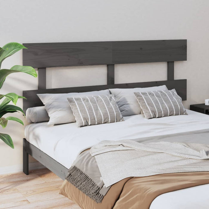 vidaXL Bed Headboard Grey 154x3x81 cm Solid Wood Pine