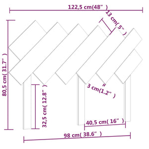 vidaXL Bed Headboard 122.5x3x80.5 cm Solid Wood Pine