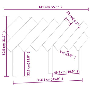 vidaXL Bed Headboard 141x3x80.5 cm Solid Wood Pine