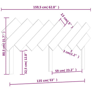 vidaXL Bed Headboard 159.5x3x80.5 cm Solid Wood Pine