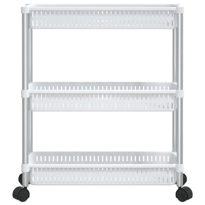 vidaXL 3-Tier Storage Trolley Silver and White Aluminium