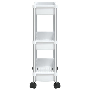 vidaXL 3-Tier Storage Trolley Silver and White Aluminium