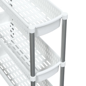 vidaXL 3-Tier Storage Trolley Silver and White Aluminium