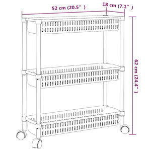 vidaXL 3-Tier Storage Trolley Silver and White Aluminium