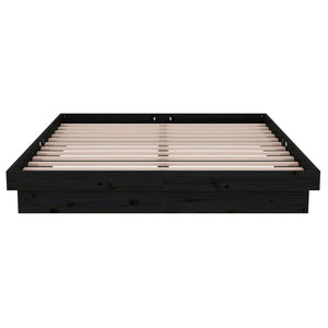 vidaXL Bed Frame Black Solid Wood Pine 140x190 cm