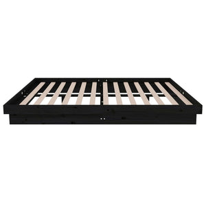 vidaXL Bed Frame Black Solid Wood Pine 140x190 cm