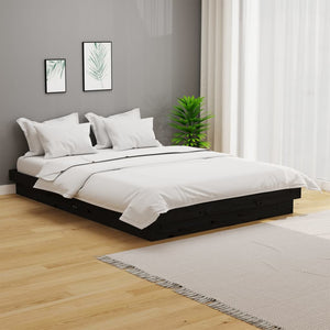 vidaXL Bed Frame Black Solid Wood Pine 140x190 cm