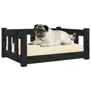 vidaXL Dog Bed Black 65.5x50.5x28 cm Solid Wood Pine