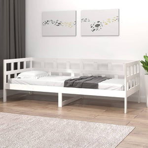 vidaXL Day Bed White Solid Wood Pine 90x200 cm