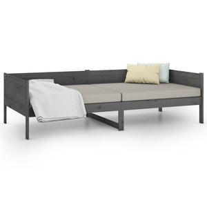 vidaXL Day Bed Grey Solid Wood Pine 90x200 cm