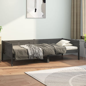 vidaXL Day Bed Grey Solid Wood Pine 90x200 cm