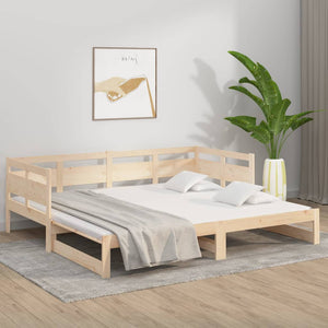 vidaXL Pull-out Day Bed Solid Wood Pine 2x(90x200) cm