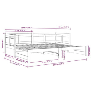 vidaXL Pull-out Day Bed Solid Wood Pine 2x(90x200) cm