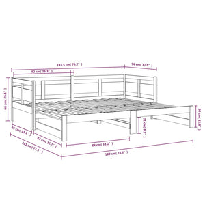 vidaXL Pull-out Day Bed Solid Wood Pine 2x(90x190) cm