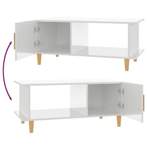 vidaXL Coffee Table High Gloss White 90x50x40 cm Engineered Wood