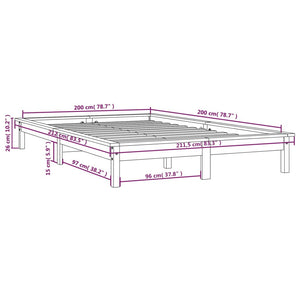 vidaXL Bed Frame Honey Brown 200x200 cm Solid Wood Pine