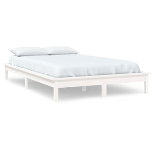 vidaXL Bed Frame White 140x190 cm Solid Wood Pine