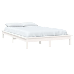 vidaXL Bed Frame White 140x190 cm Solid Wood Pine