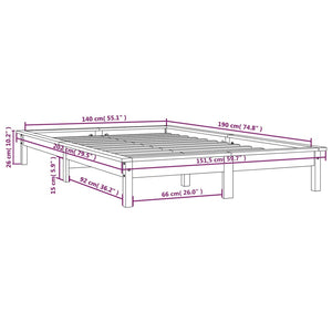 vidaXL Bed Frame White 140x190 cm Solid Wood Pine