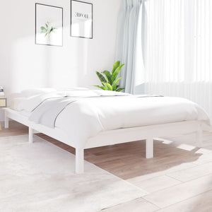 vidaXL Bed Frame White 140x190 cm Solid Wood Pine