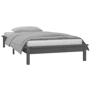 vidaXL LED Bed Frame Grey 100x200 cm Solid Wood