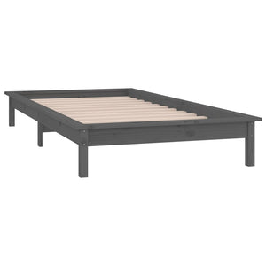 vidaXL LED Bed Frame Grey 100x200 cm Solid Wood