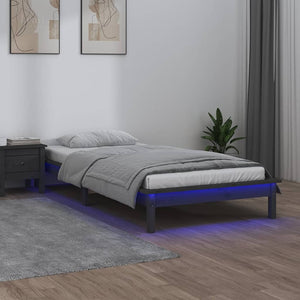 vidaXL LED Bed Frame Grey 100x200 cm Solid Wood