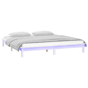 vidaXL LED Bed Frame White 200x200 cm Solid Wood