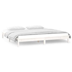 vidaXL LED Bed Frame White 200x200 cm Solid Wood