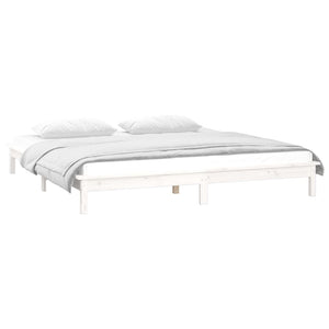 vidaXL LED Bed Frame White 200x200 cm Solid Wood