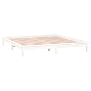 vidaXL LED Bed Frame White 200x200 cm Solid Wood